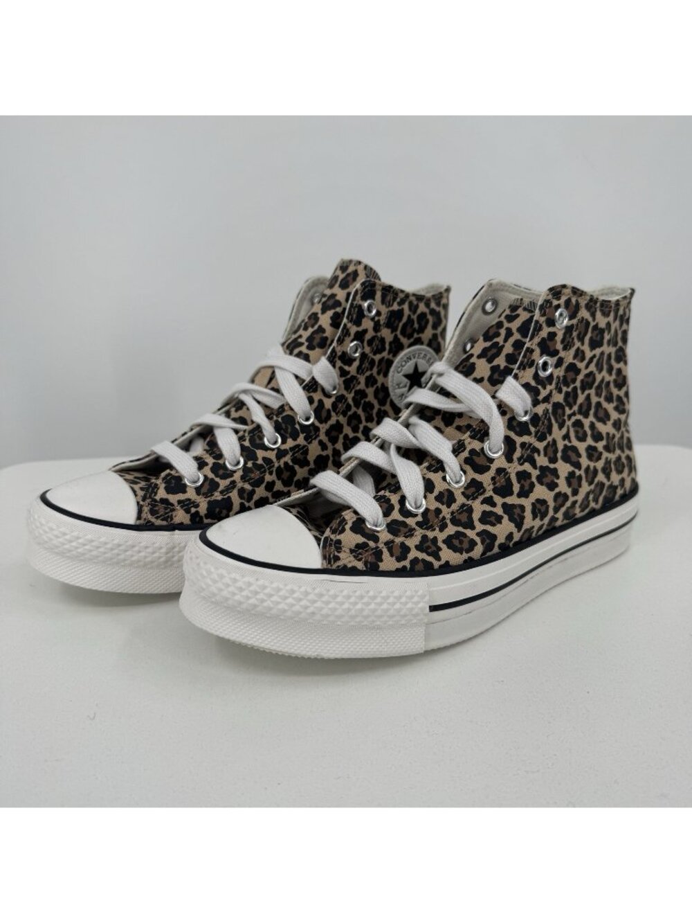 Converse Girl's CTAS Chuck Taylor All Star Eva Lift High Top Sneakers 5 Leopard